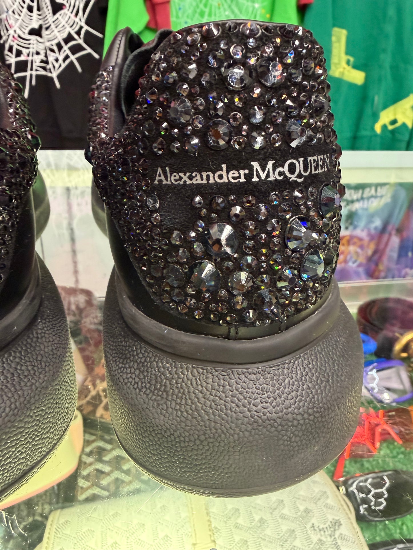 ALEXANDER MCQUEEN BLACK RHINESTONES SNEAKER (PRE-OWNED W/ BOX)