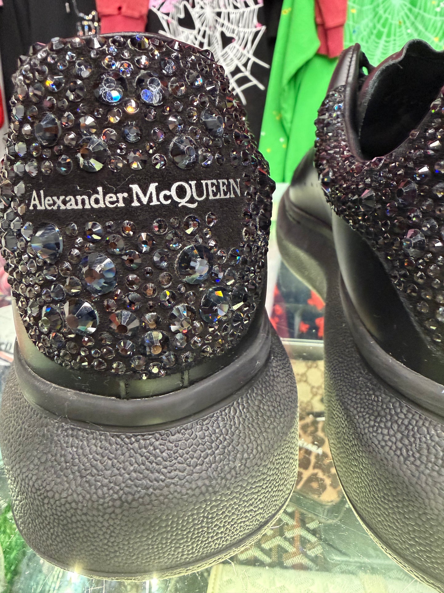 ALEXANDER MCQUEEN BLACK RHINESTONES SNEAKER (PRE-OWNED W/ BOX)