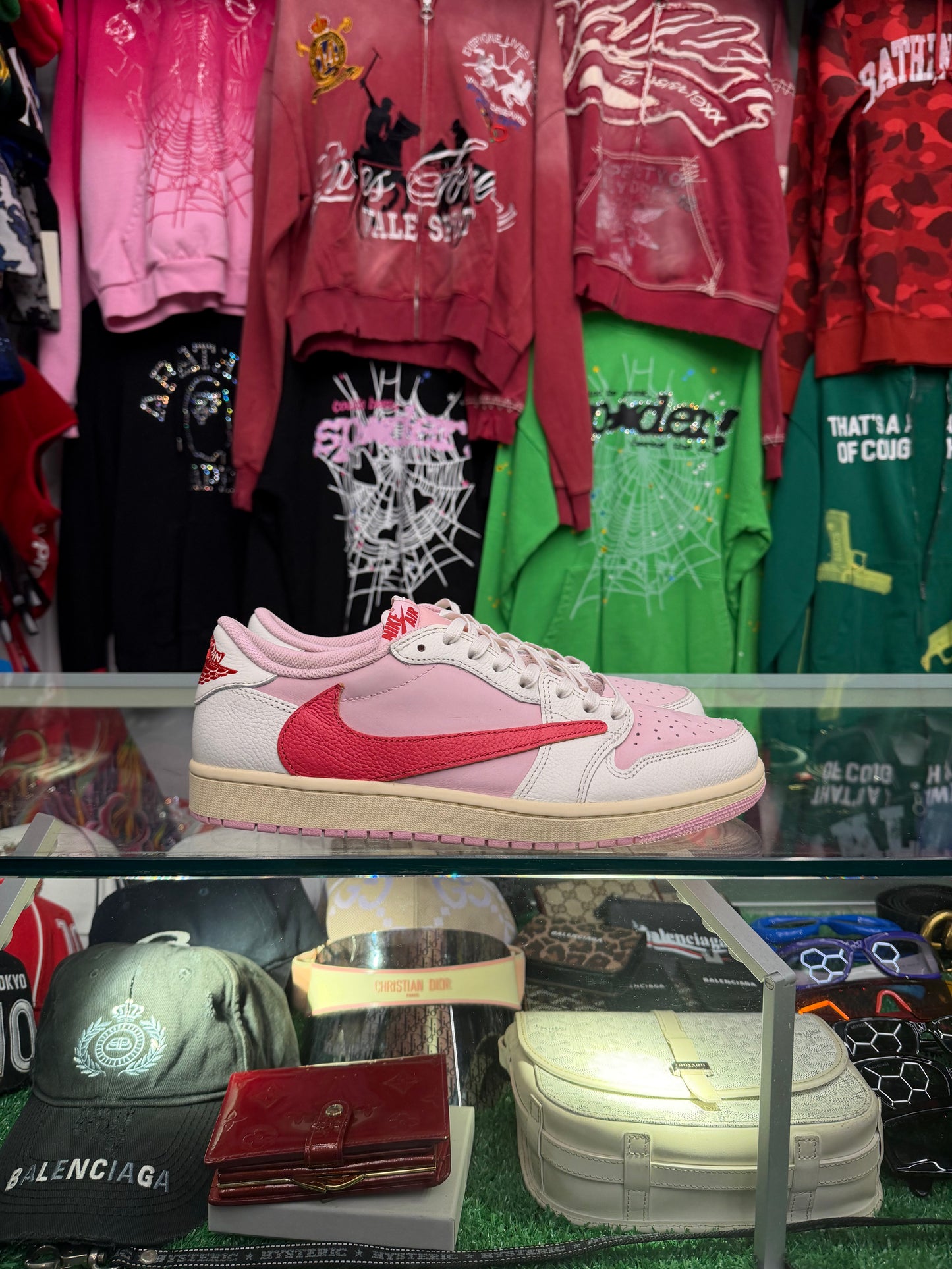 JORDAN 1 LOW TRAVIS SCOTT SAIL TROPICAL PINK (PRE-OWNED W/ BOX)