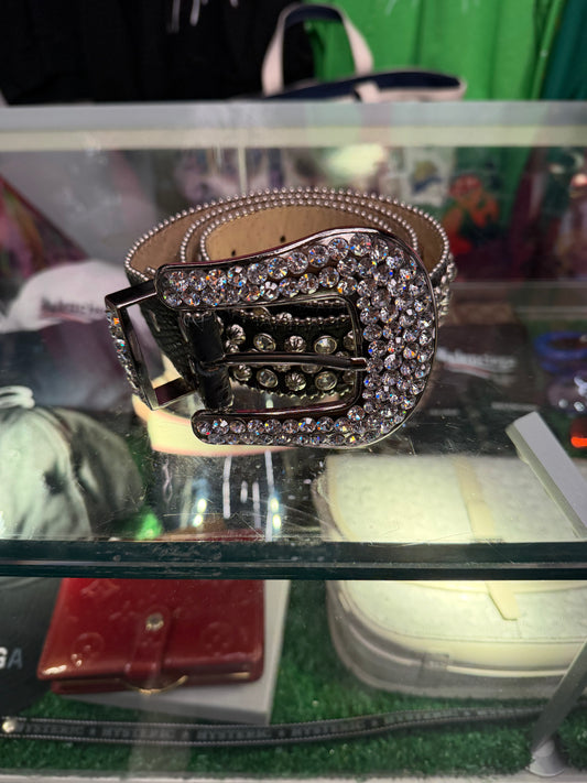 BB SIMON BLACK BEJEWELED BELT (PRE-OWNED W/ BOX)