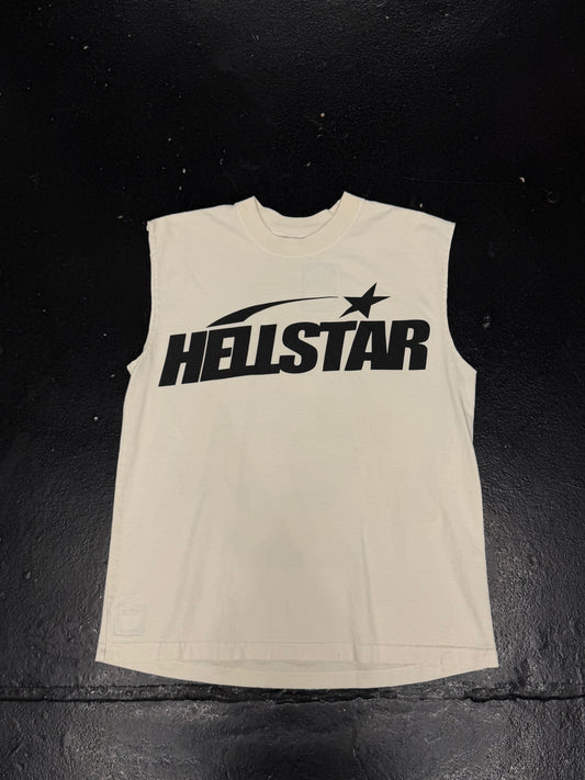 HELLSTAR CLASSIC WHITE CUT OFF T-SHIRT (PRE-OWNED)