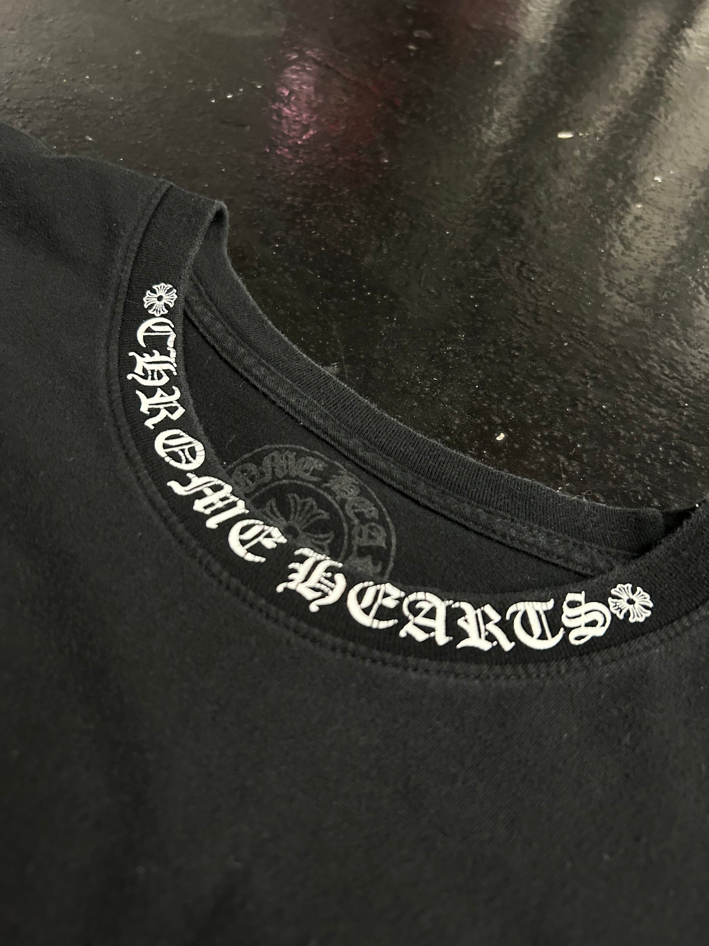 CHROME HEARTS NECK LOGO BLACK POCKET TEE (PRE-OWNED)
