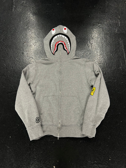 BAPE 2ND SHARK FULL ZIP GREY HOODIE (PRE-OWNED)