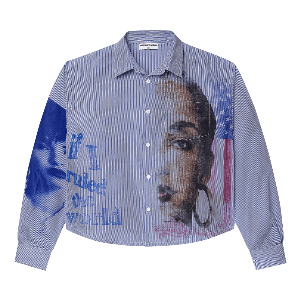 VALE FOREVER FREEDOM BUTTON UP SHIRT STRIPPED BLUE (VNDS)