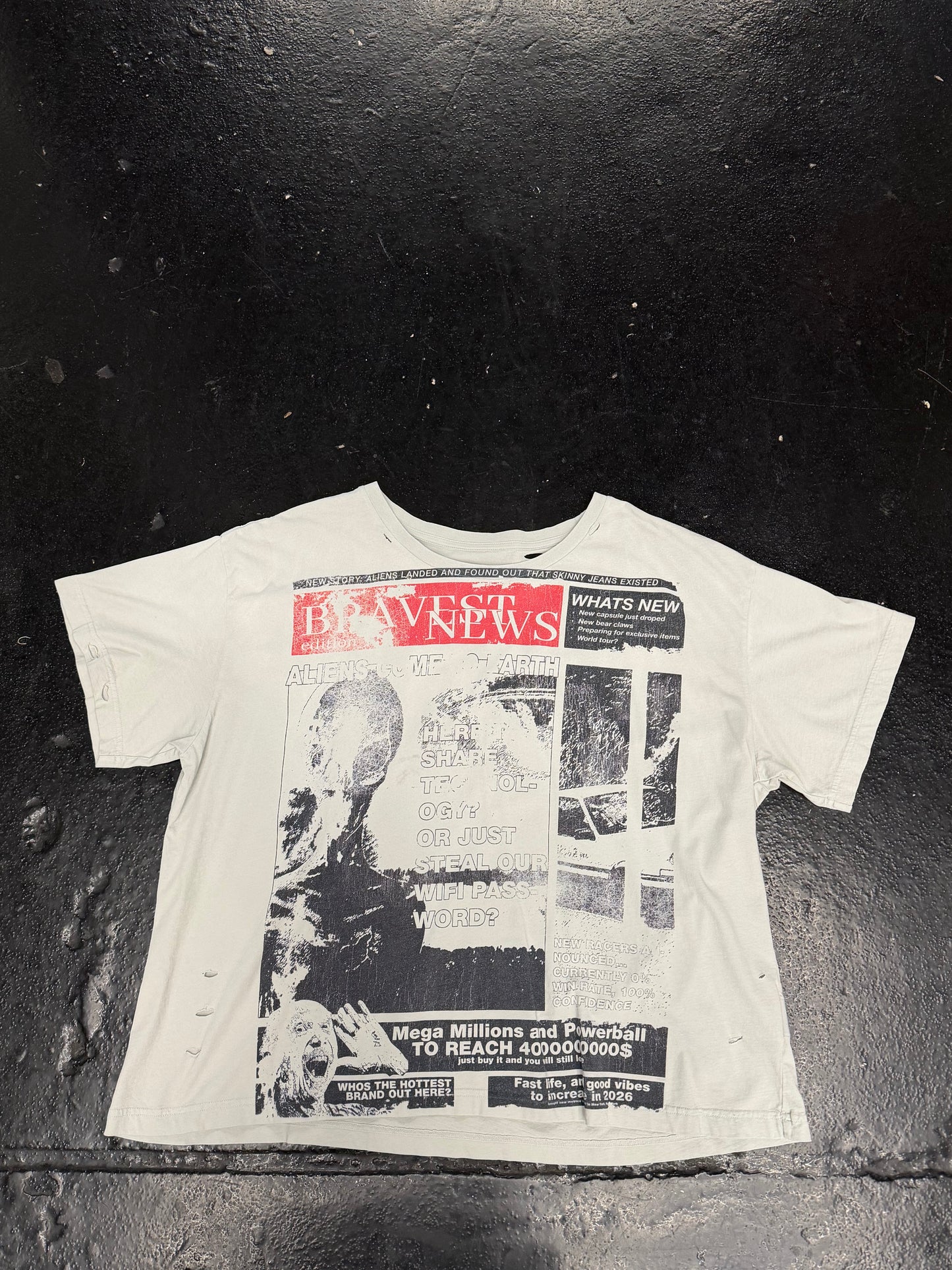 BRAVEST STUDIOS NEWSPAPER TEE (PRE-OWNED)