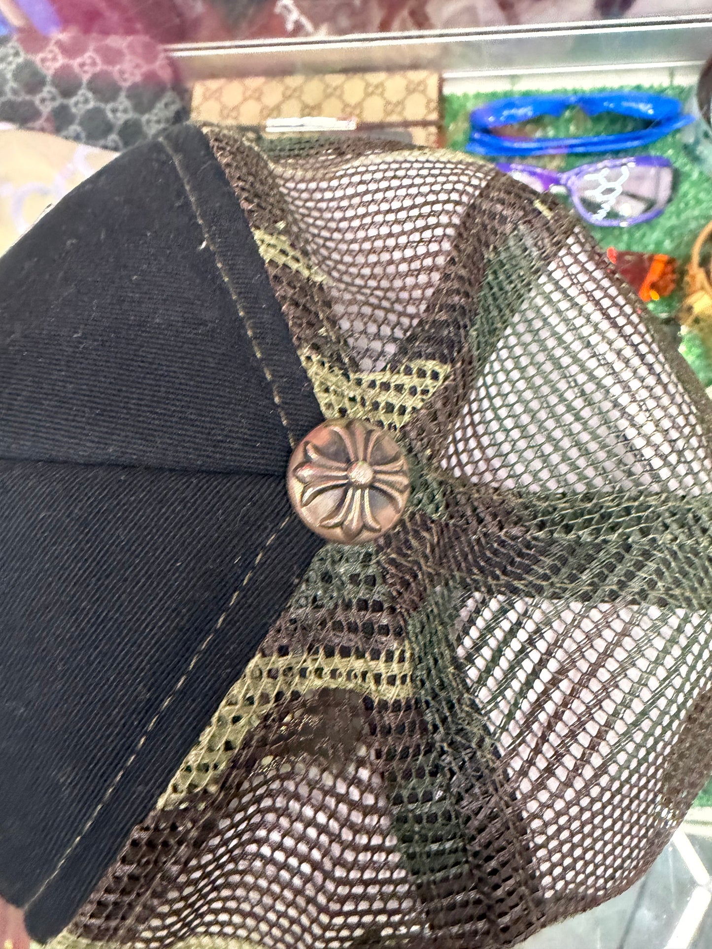 CHROME HEARTS CAMO CH HOLLYWOOD TRUCKER HAT (PRE-OWNED)