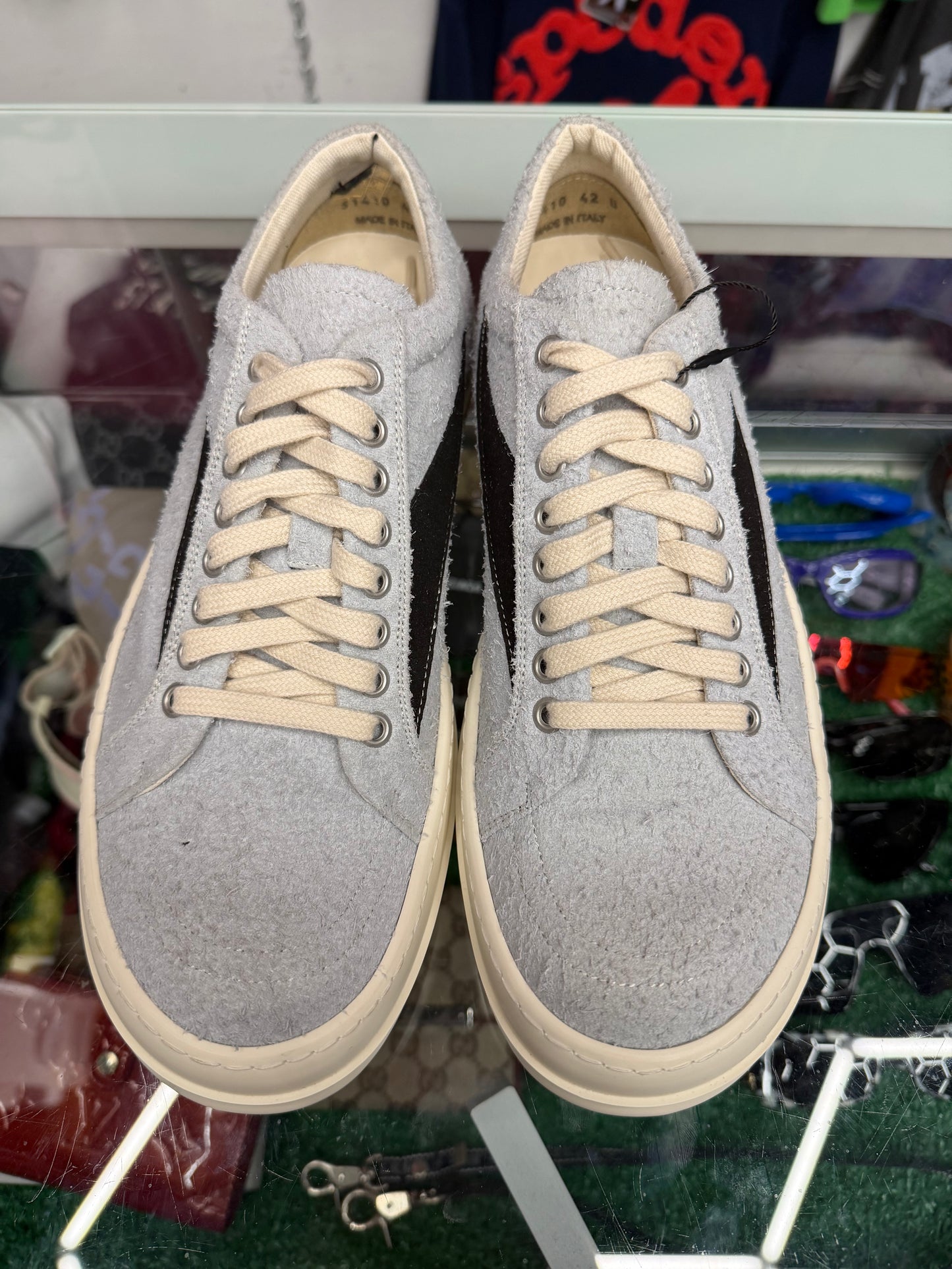 RICK OWENS OYSTER BLUE DRKSHDW VINTAGE SNEAKER  (PRE-OWNED W/ BOX)