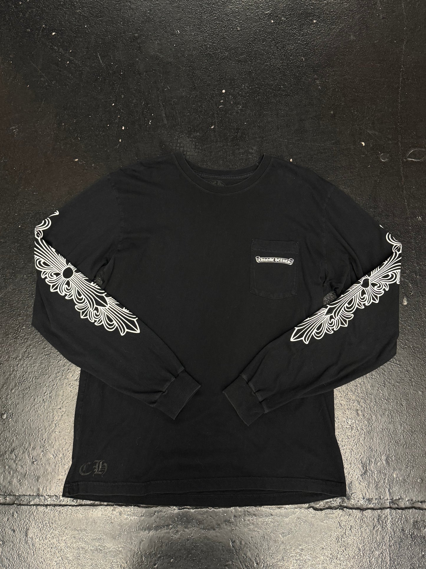 CHROME HEARTS PURPLE VINE DAGGER EYE CHART LONG SLEEVE T-SHIRT (PRE-OWNED)