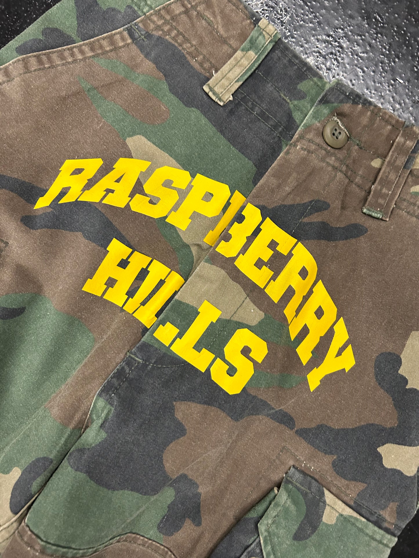 RASPBERRY HILLS CAMO SHORTS (BRAND NEW)